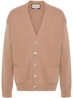 Gucci cardigan en cachemire à logo brodé - Marron