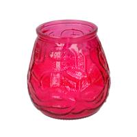 Tafelkaars - 15h - rood glas - citronella - 10 cm - lowboy kaars