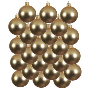 24x Glazen kerstballen mat goud 6 cm kerstboom versiering/decoratie   -