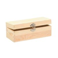 Glorex hobby schatkistje met sluiting en deksel - hout - 20 x 8 x 7 cm - Sieraden/spulletjes