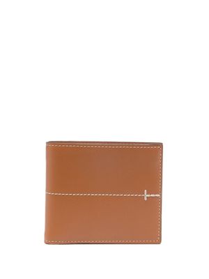 Tod's portefeuille en cuir à détails de coutures - Marron