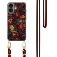 iPhone 16 hoesje met rood koord - Flower paradise