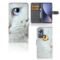 Xiaomi 12 | 12X Telefoonhoesje met Pasjes Witte Kat