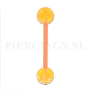 Tongpiercing flexibel marmer oranje