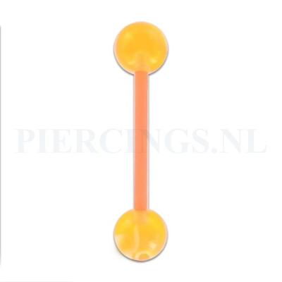 Tongpiercing flexibel marmer oranje