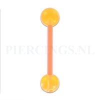 Tongpiercing flexibel marmer oranje