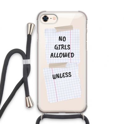 No Girls Allowed Unless: iPhone 8 Transparant Hoesje met koord