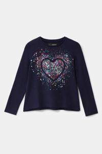 T-shirt met hart van pailletten - BLUE - 3/4