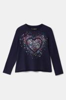 T-shirt met hart van pailletten - BLUE - 3/4