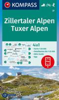 Wandelkaart 37 Zillertaler Alpen - Tuxer Alpen | Kompass - thumbnail