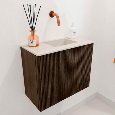 Toiletmeubel Mondiaz Joya Dlux | 50 cm | Meubelkleur Walnut | Faye wastafel Meli Wasbak Rechts | Zonder kraangat(en)