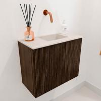 Toiletmeubel Mondiaz Joya Dlux | 50 cm | Meubelkleur Walnut | Faye wastafel Meli Wasbak Rechts | Zonder kraangat(en)