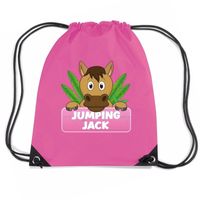 Jumping Jack het paard trekkoord rugzak / gymtas roze voor kinderen   -