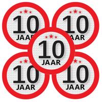 10 jaar leeftijd sticker - 5x - rond - Dia 9 cm - 10 jaar verjaardag - jubileum - leeftijd versierin