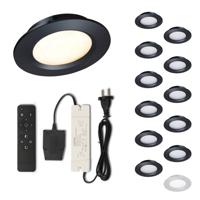 Set LED-inbouwspot met afstandsbediening Modena zwart 3W dimbaar 1-12 stuks