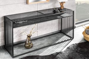 Design consoletafel ARCHITECTURE 120cm zwart marmer rookglas - 43271