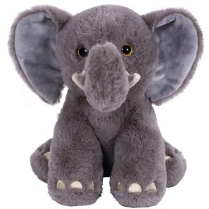 Knuffeldier Olifant Leo - zachte pluche stof - dieren knuffels - grijs - 23 cm