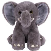 Knuffeldier Olifant Leo - zachte pluche stof - dieren knuffels - grijs - 23 cm - thumbnail