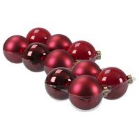 20x stuks glazen kerstballen rood/donkerrood 8 en 10 cm mat/glans - thumbnail