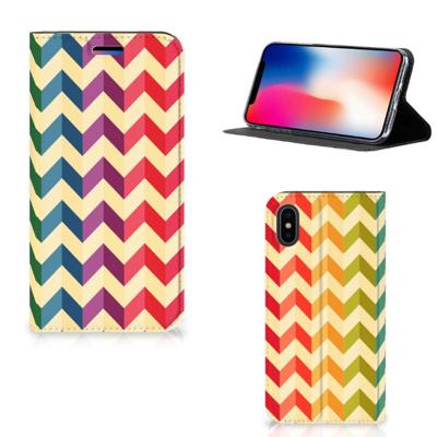 Apple iPhone X | Xs | Hoesje met Magneet | Zigzag Multi Color Apple iPhone X | Xs | Hoesje met Magneet | Zigzag Multi Color
