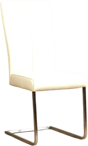 Gebroken witte leren industriële eetkamerstoel Dare - poot vierkant rvs - Hermes Leer Bianco (gebroken wit leer)