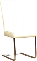 Gebroken witte leren industriële eetkamerstoel Dare - poot vierkant rvs - Hermes Leer Bianco (gebroken wit leer)