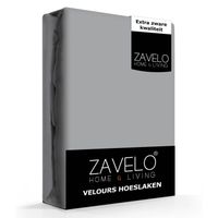 Zavelo Hoeslaken Velours Grijs - Fluweel Zacht - 30 cm Hoekhoogte - Rondom Elastiek - Velvet -2-persoons (140/150x200... - thumbnail