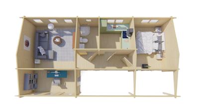 Blokhut - Tuinhuis Letterkenny | 70 mm | vuren grijs geïmpregneerd