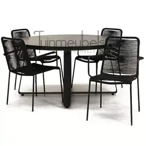 Tuinstoel Vita Luxor zwart met braga tafel 140 cm rond