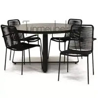 Tuinstoel Vita Luxor zwart met braga tafel 140 cm rond - thumbnail