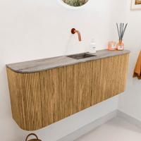 Toiletmeubel Mondiaz Joya Dlux | 113.2 cm | Meubelkleur Oak | Faye wastafel Oza Wasbak Midden | Zonder kraangat(en)