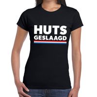 HUTS geslaagd met vlag cadeau t-shirt zwart dames 2XL  - - thumbnail