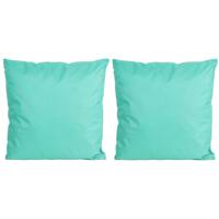 8x Bank/sier kussens voor binnen en buiten in de kleur aqua blauw 45 x 45 cm