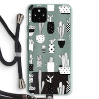 Cactusmotief: Pixel 5a 5G Transparant Hoesje met koord
