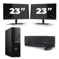 Dell Optiplex 5050 Micro Tower - Intel Core i7-6e Generatie - 16GB RAM - 256GB SSD - Windows 11 + 2x 23 inch Monitor