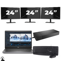 Dell Precision 7560 - Intel Core i7-11e Generatie - 15 inch - Touch - 16GB RAM - 256GB SSD - Windows 11 Home + 3x 24 inch Monitor