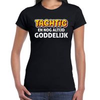 Verjaardag cadeau t-shirt 80 jaar - tachtig en goddelijk zwart voor dames 2XL  - - thumbnail