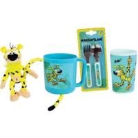 Set di stoviglie - FUN HOUSE - MARSUPILAMI - Bicchiere da 220 ml, tazza da 350 ml, posate, peluche da 18 cm