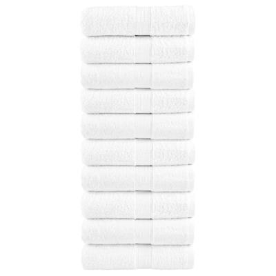 VidaXL Premium washandjes solund 10 stuks wit 30x30 cm 600 g/m²