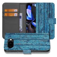 Google Pixel 9a | Bookcase | Hoesje Afgebladderd Blauw Hout