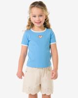 HEMA Kinder T-shirt rib hartjes lichtblauw (lichtblauw)