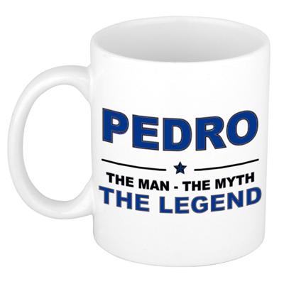 Pedro cadeau mok - man myth legend - naam koffiemok / beker - wit en blauw - 300 ml
