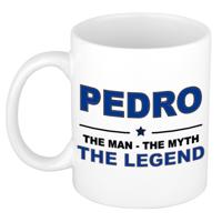 Pedro cadeau mok - man myth legend - naam koffiemok / beker - wit en blauw - 300 ml