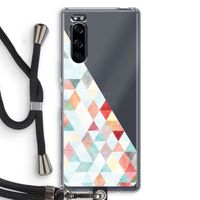 Gekleurde driehoekjes pastel: Sony Xperia 5 Transparant Hoesje met koord
