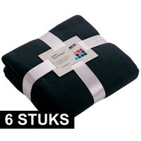 6x Fleece dekens/plaids marineblauw 130 x 170 cm