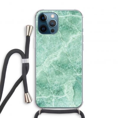 Groen marmer: iPhone 12 Pro Transparant Hoesje met koord