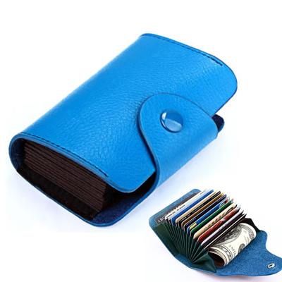KB39 eenvoudige mode echt leder orgel kaart tas Candy kleur kaart pakket (blauw)