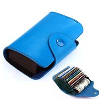 KB39 eenvoudige mode echt leder orgel kaart tas Candy kleur kaart pakket (blauw)
