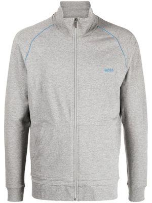 BOSS veste zippée à logo brodé - Gris