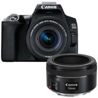 Canon EOS 250D zwart + 18-55mm iS STM COMPACT + EF 50mm F/1.8 STM